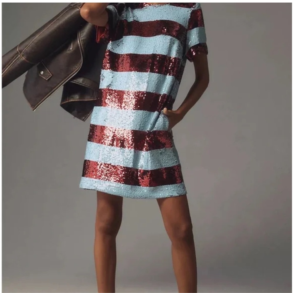 NWT Anthropologie Striped Sequin Dress 👗